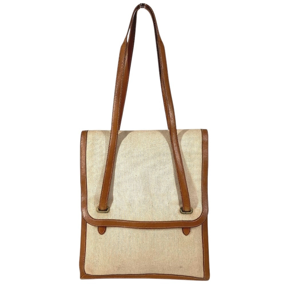 エルメス HERMES フラップ ヴィンテージ カバン 肩掛け トートバック ハンドバッグ ショルダーバッグ レザー/キャンバス I〇刻 ベージュ