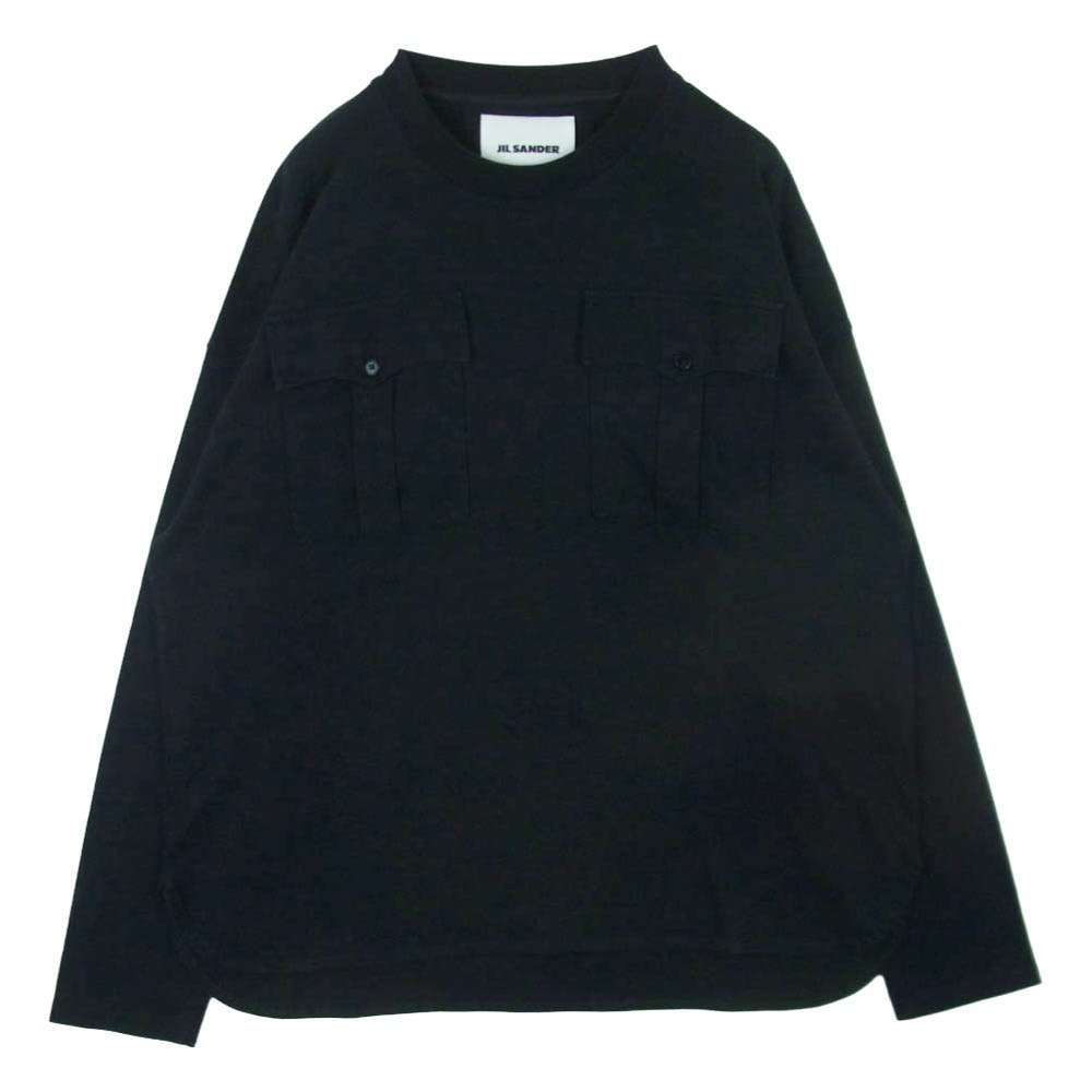 JIL SANDER ジルサンダー KKJMBW0115 フロントダブルポケット クルーネック プルオーバー 長袖 Tシャツ カットソー ブラック系 S【中古】
