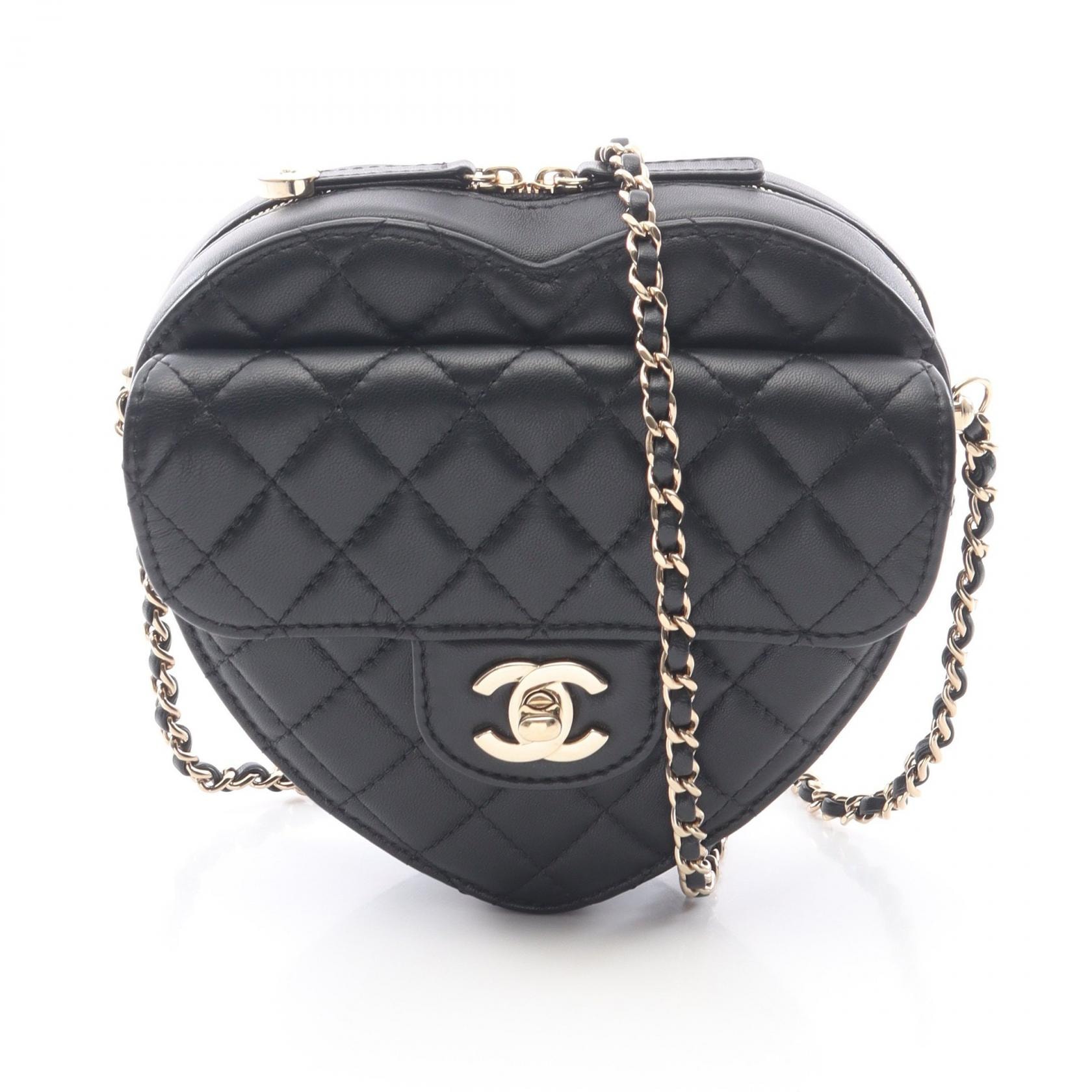 シャネル CHANEL マトラッセ ハート ショルダーバッグ バッグ ラムスキン(羊革) レディース ブラック系 AS3191 【中古】