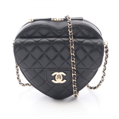 シャネル CHANEL マトラッセ ハート ショルダーバッグ バッグ ラムスキン(羊革) レディース ブラック系 AS3191 【中古】