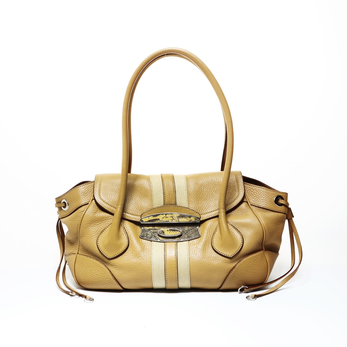 プラダ PRADA パイソンバックルトート レザー LN09611 ショルダーバッグ【中古】