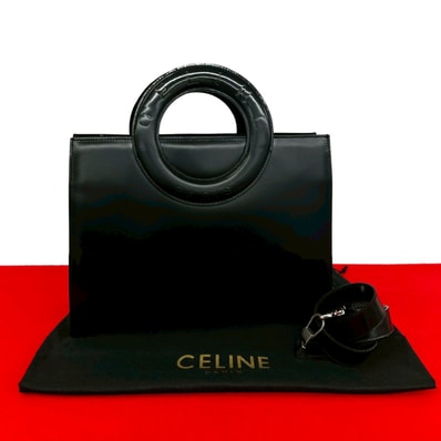 CELINE セリーヌ サークルロゴ 2way レザー ショルダーバッグ ブラック
33232