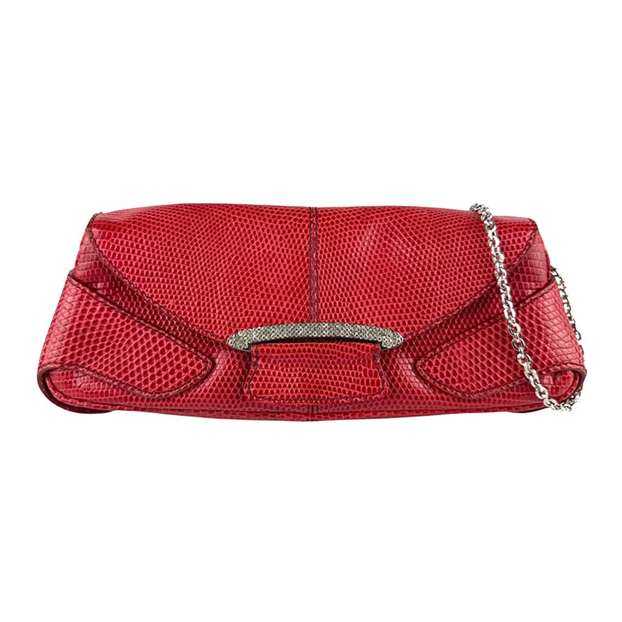 トッズ TOD’S ハンドバッグ リザード レッド レディース【中古】 z8137