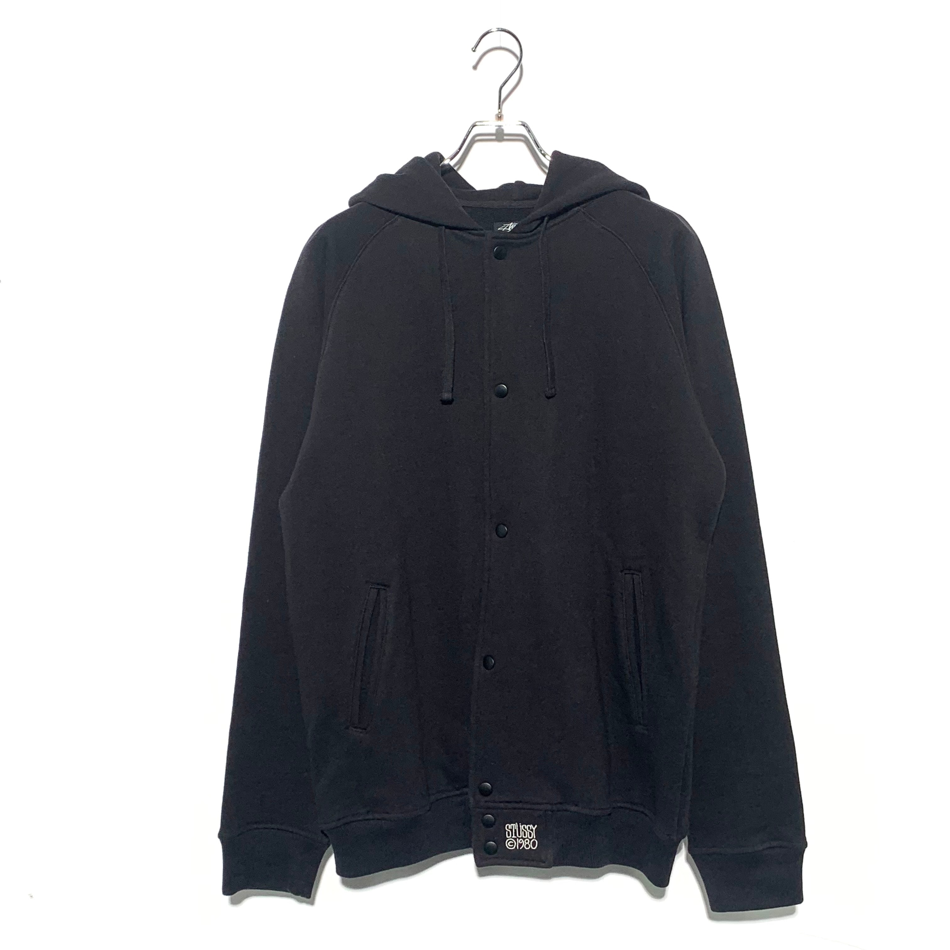 STUSSY snap button sweat hoodie Black