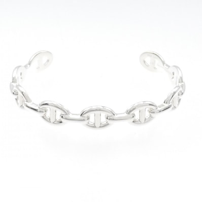 Hermes Chaine D'ancre Enchainee Bracelet Bangle "Silver"