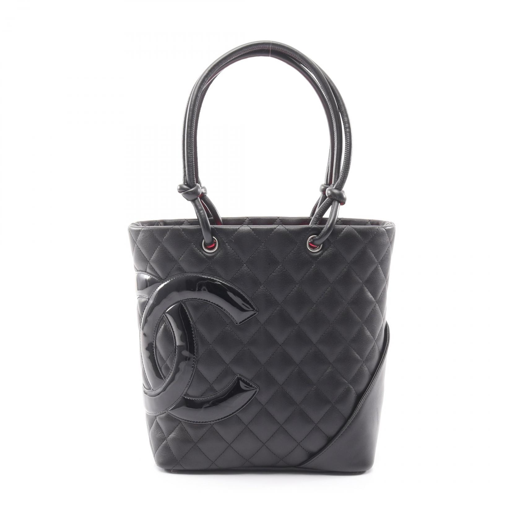 샤넬 CHANEL 캉본 라인 미디엄 토트 백 백 가죽 여성 블랙 [중고]