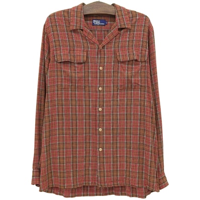ポロ ラルフローレン チェック柄 90s 長袖シャツ トップス メンズ レッド L L