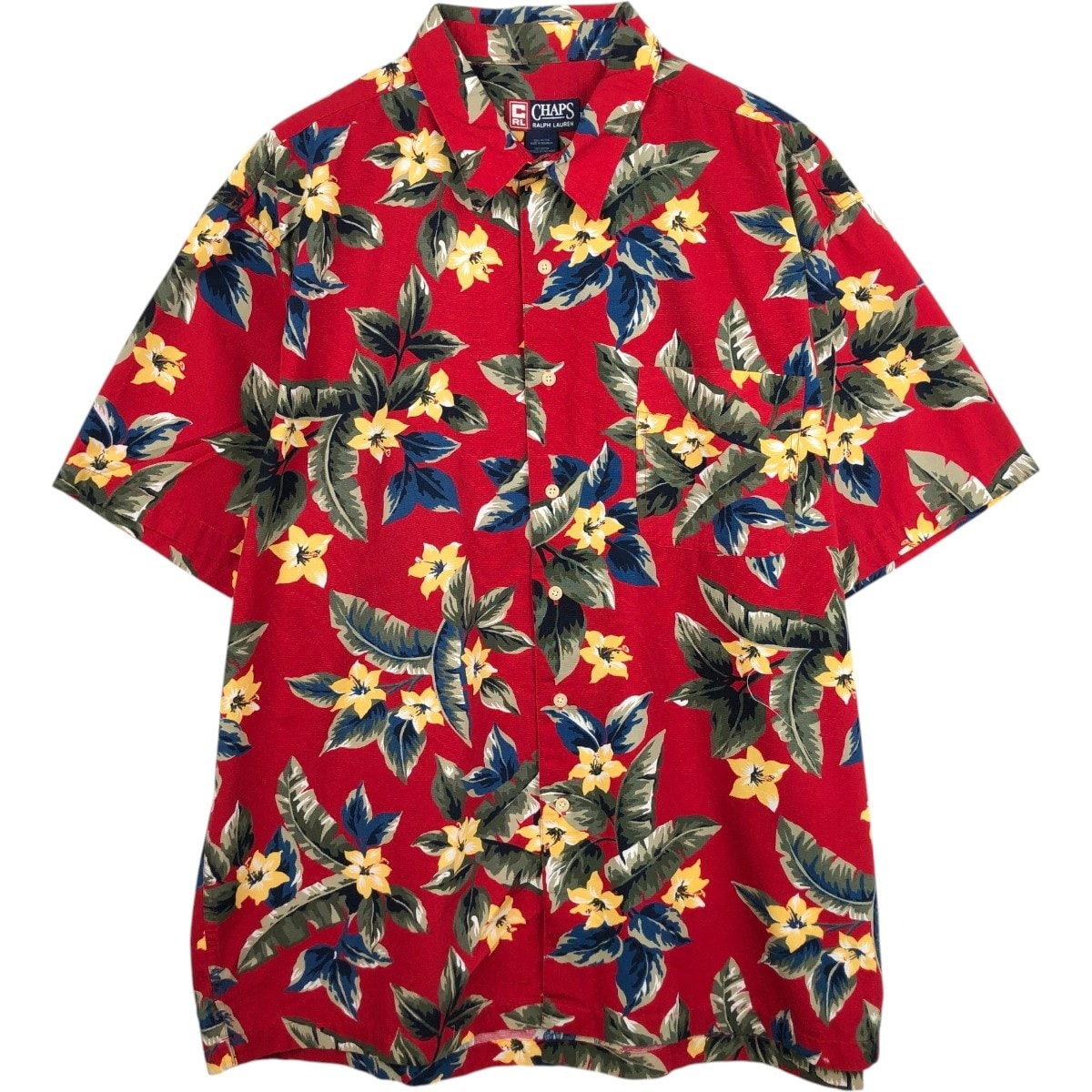 古着 ラルフローレン Ralph Lauren CHAPS チャップス ハイビスカス柄 ハワイアンアロハシャツ ボックスシャツ メンズXXL相当/eaa665248