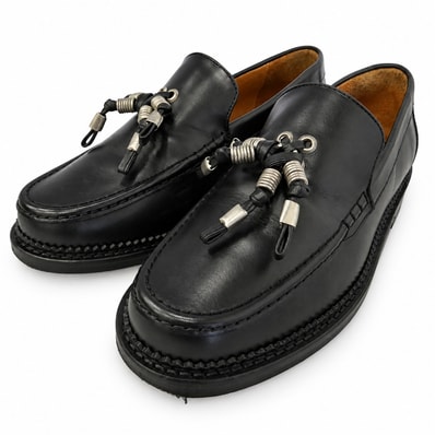 TOGA トーガ AJ1426 BLACK HARD LEATHER ブラック ハード レザー ローファー シューズ ブラック系 41【中古】
