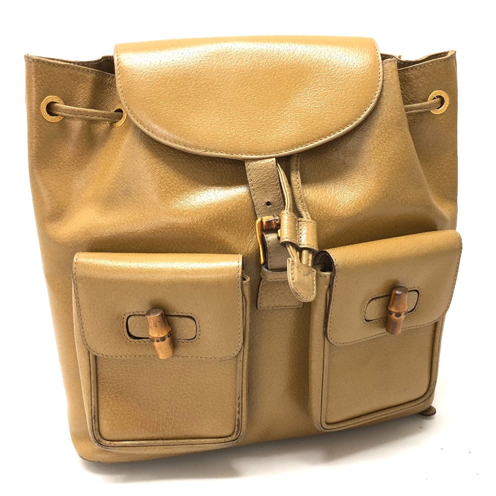 グッチ GUCCI バンブー バックパック 鞄 リュックサック リュックサック レザー ベージュ ベージュ系