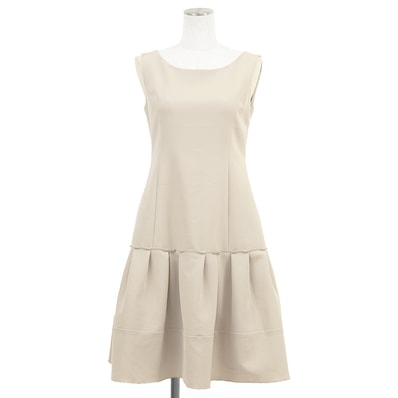 FOXEY NEW YORK フォクシー ニューヨーク ワンピース サイズ 38 レディース ノースリーブ バッグファスナー ドレス ベージュ 日本製 39425