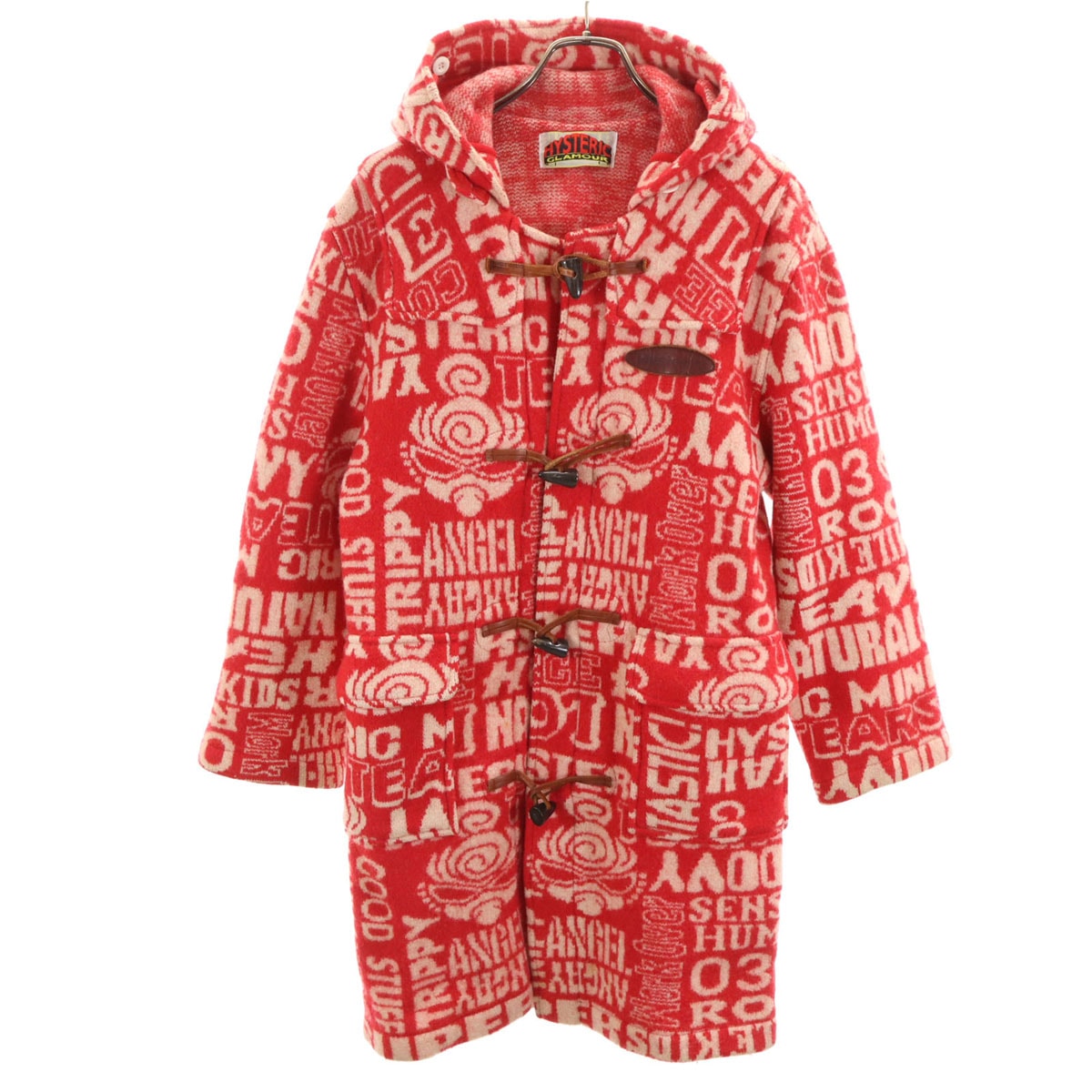 HYSTERIC GLAMOUR ヒステリックグラマー ウール 総柄 ダッフルコート 140 レッド