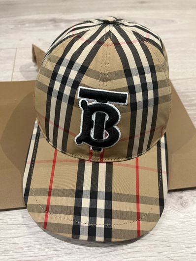 Burberry Monogram Motif Vintage Check Cotton Baseball Cap "Archive Beige"