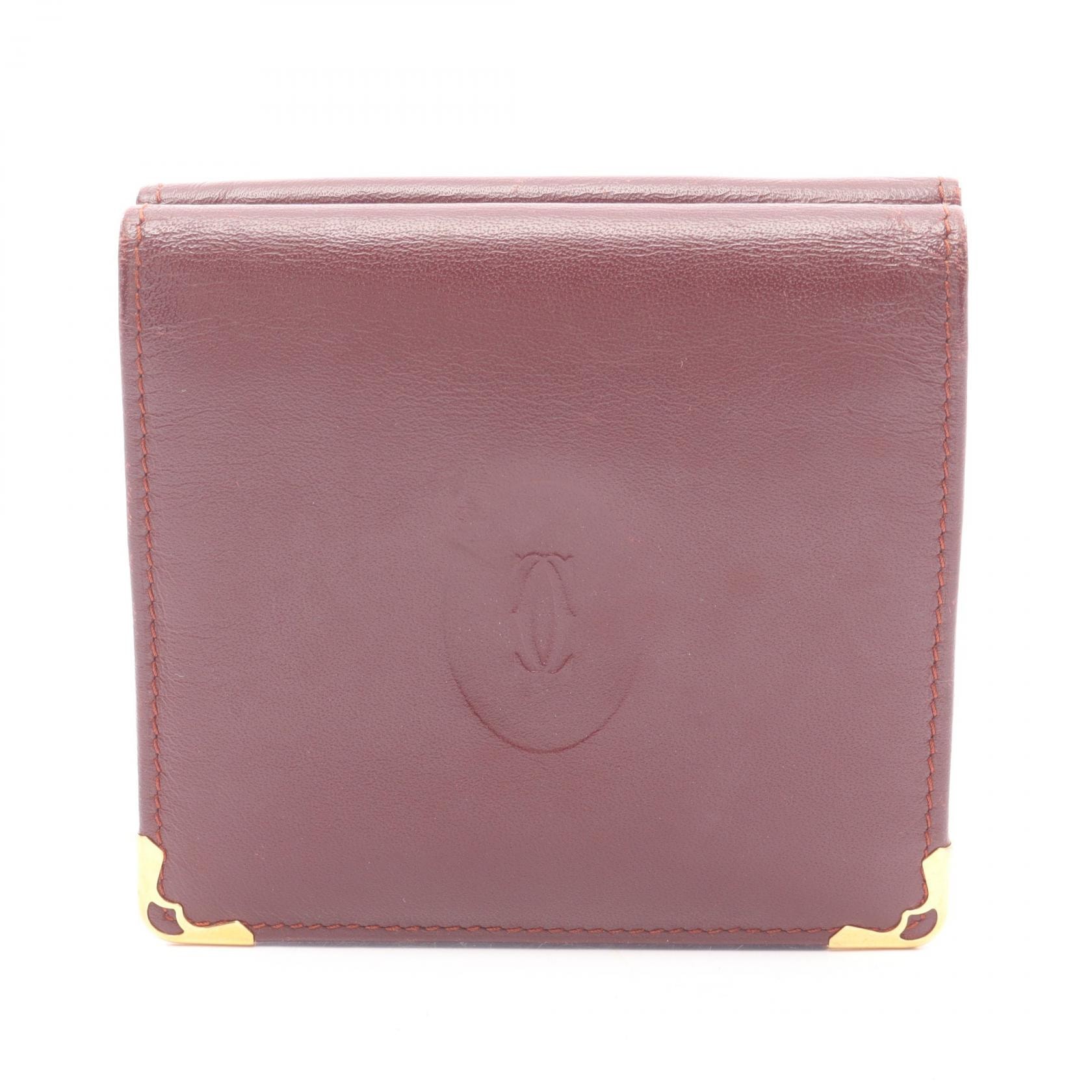 カルティエ CARTIER マストライン Wホック財布 財布 レザー レディース ボルドー系 【中古】
