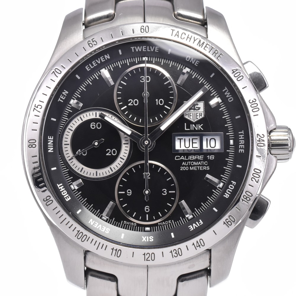 値下 タグホイヤー TAG HEUER CJF211A リンク キャリバー16 ブラック 自動巻き メンズ 腕時計 I#147661
