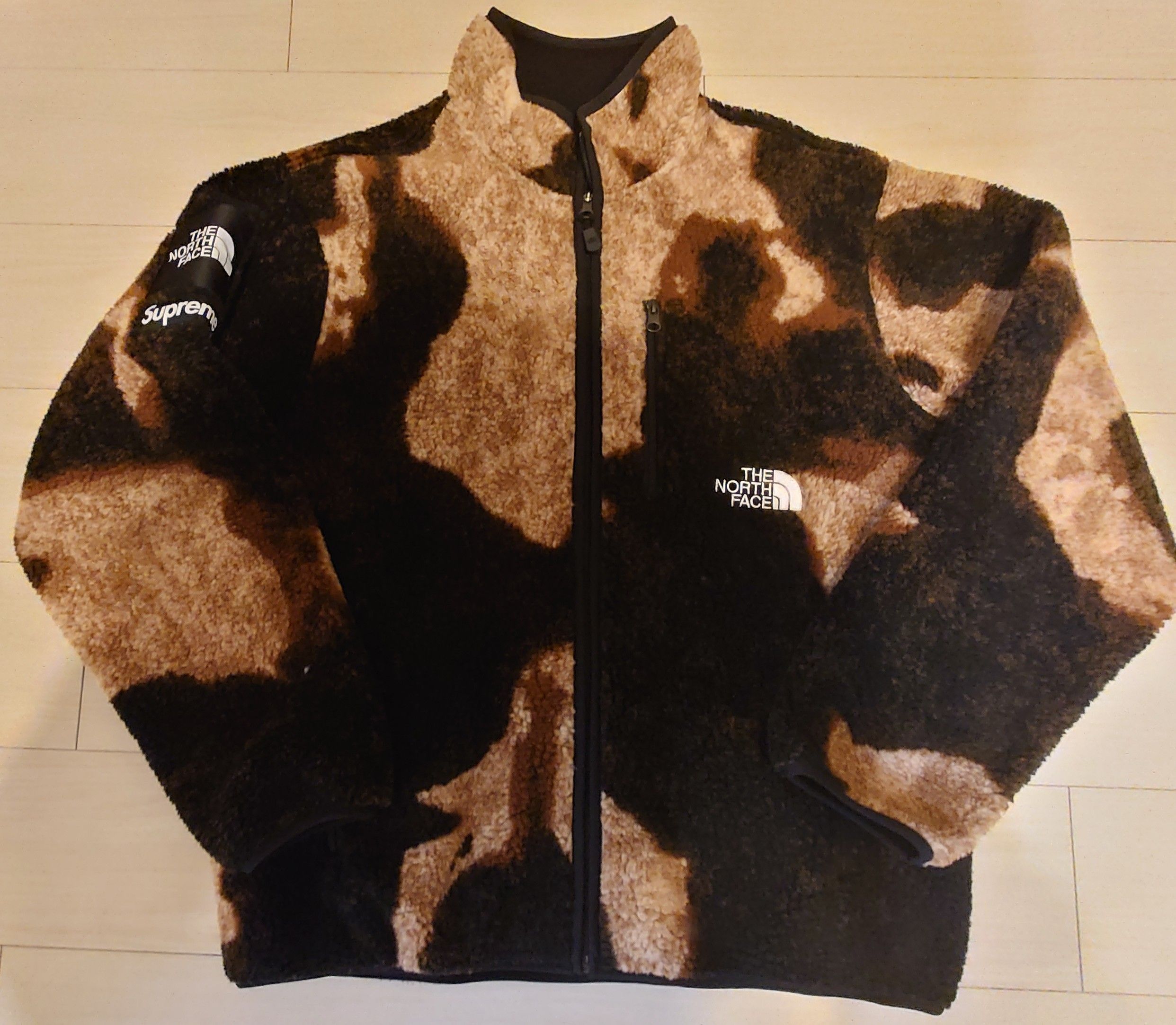 Supreme x The North Face Bleached Denim Print Fleece Jacket "Black"
