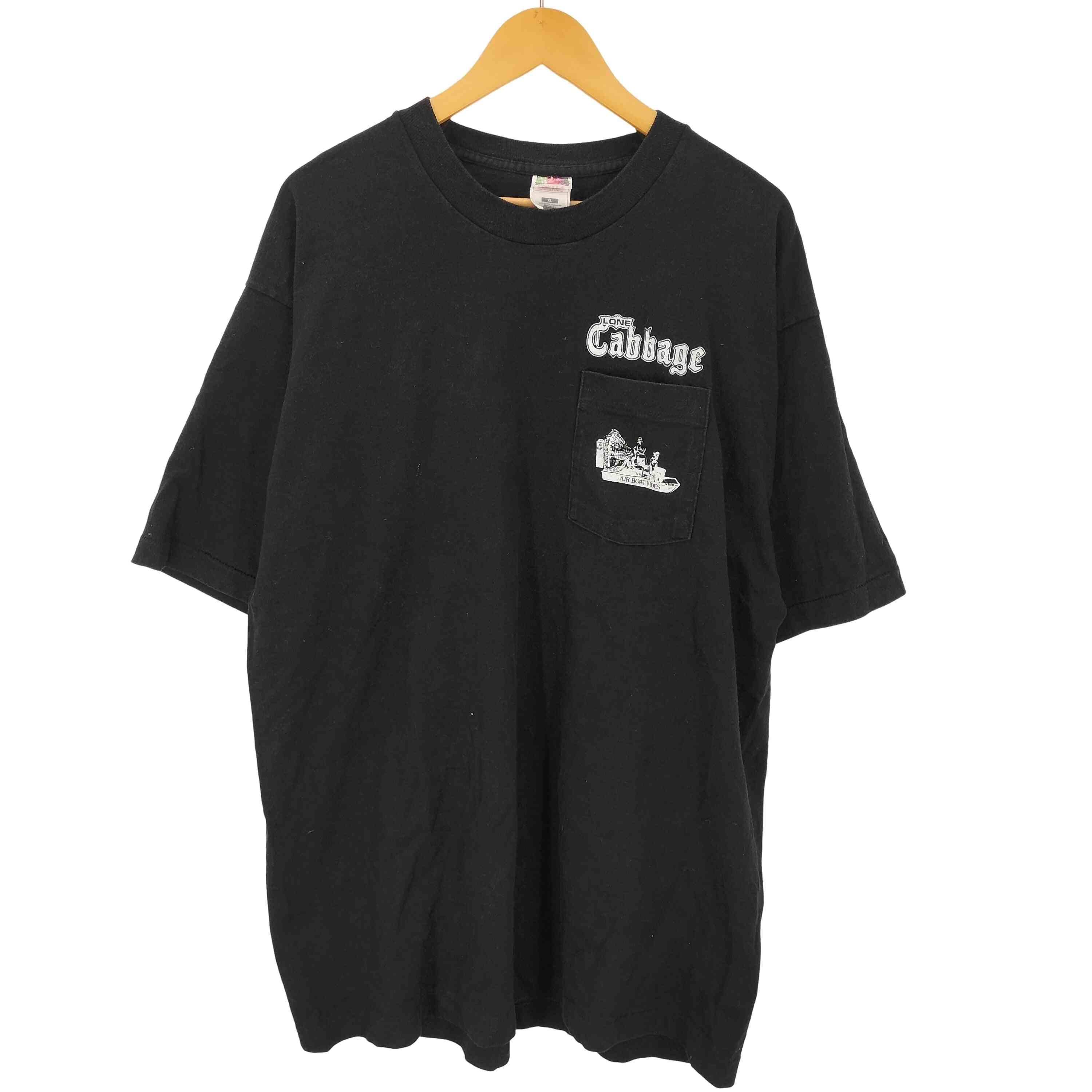 D (傷や汚れあり)】90S USA製 LONE Cabbage バイク ワニ 両面 プリント