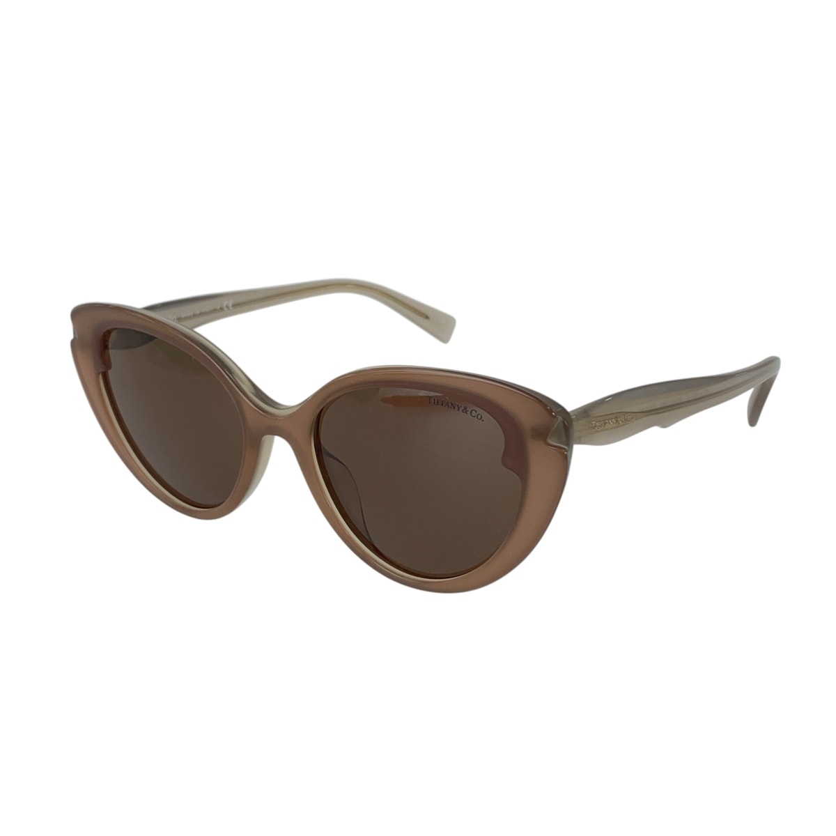 美品 TIFFANY&Co. ティファニー グレー ピンクベージュ プラスチック サングラス フォックス 1-0294266 【中古】