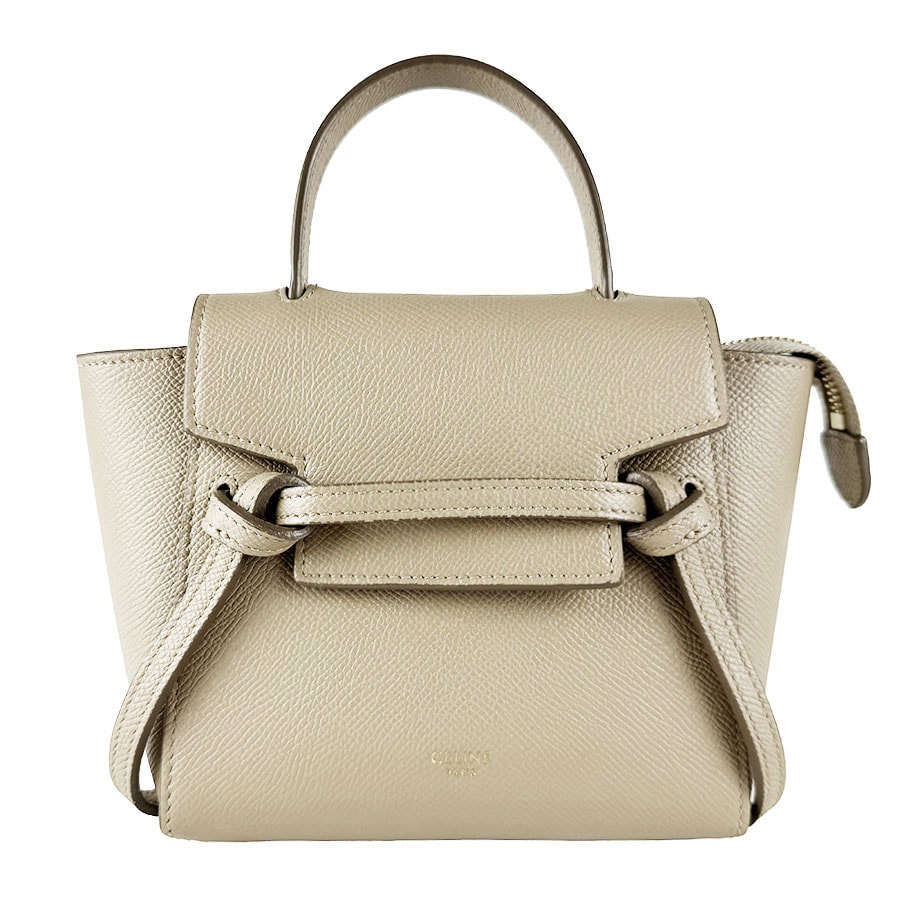 セリーヌ CELINE ハンドバッグ ベルトバッグ ピコ レザー ベージュ レディース【中古】 z10916