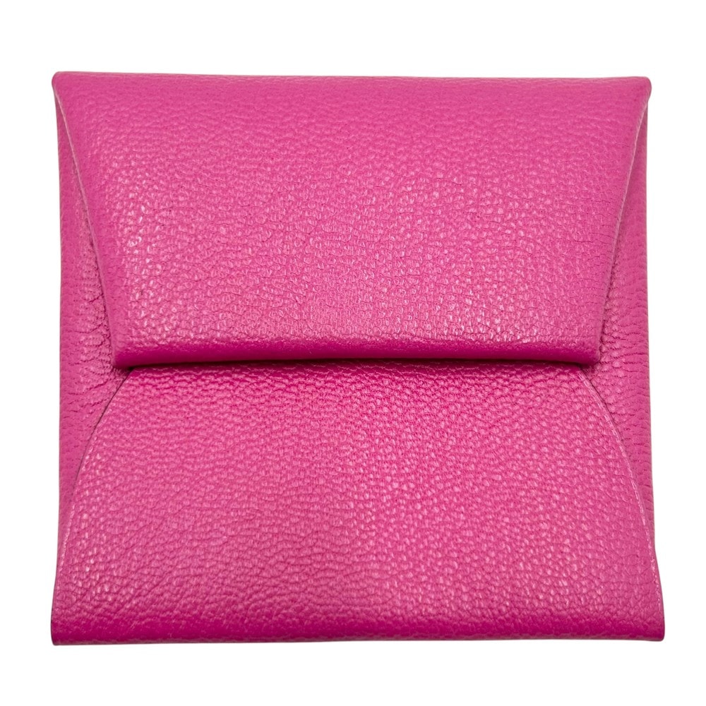 HERMES エルメス コインケース バスティア スクエア 小銭入れ 財布 小物 □M刻印 レザー ピンク系 シルバー金具 レディース 美品 2009年【中古品】