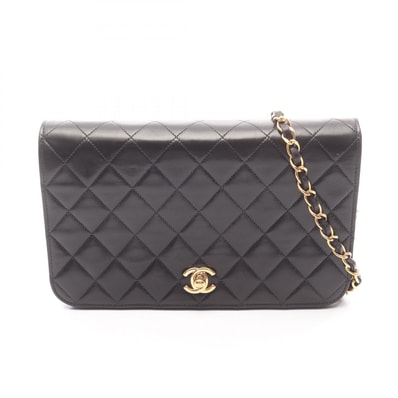 シャネル CHANEL マトラッセ フルフラップ ショルダーバッグ バッグ ラムスキン(羊革) レディース ブラック系 【中古】