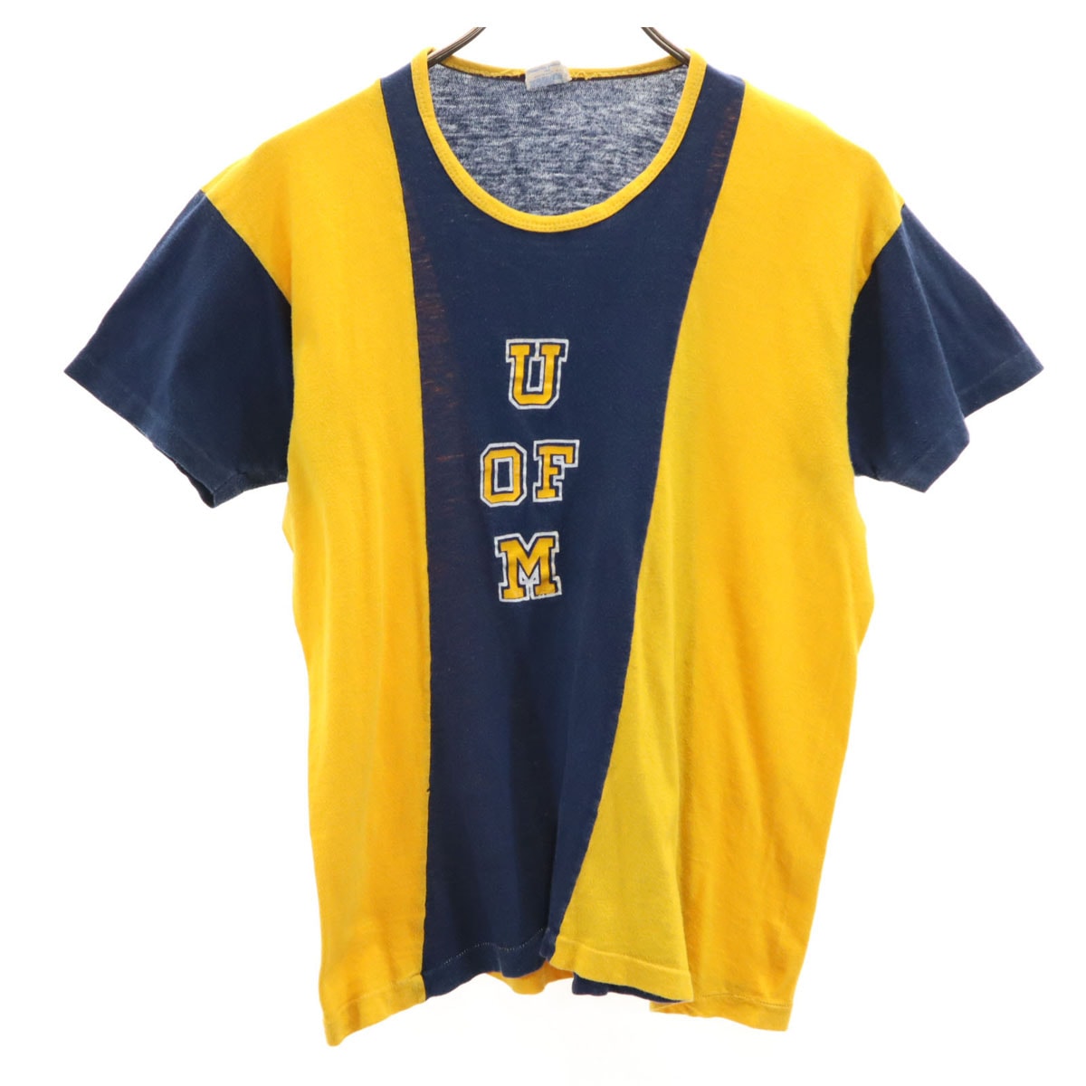 Champion チャンピオン 70s ヴィンテージ USA製 バータグ後期 半袖 シングルステッチ カレッジロゴ Tシャツ L ミシガン大学