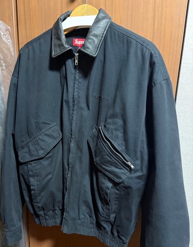 Supreme Leather Collar Utility Jacket "Black"