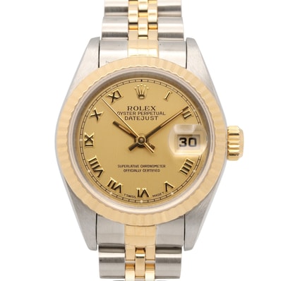 ロレックス ROLEX デイトジャスト S番 腕時計 時計 K18(イエローゴールド) ステンレススチール レディース ゴールド系 シャンパン/ローマ 69173 【中古】