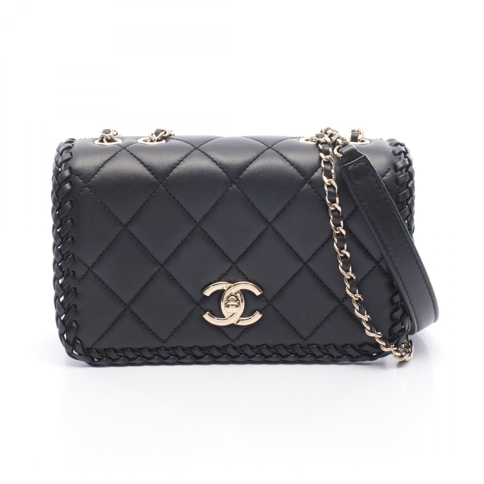샤넬 CHANEL 마트라세 풀 플랩 숄더백 백 가죽 여성용 블랙 AS4234 [중고]