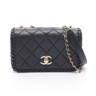 シャネル CHANEL マトラッセ フルフラップ ショルダーバッグ バッグ レザー レディース ブラック系 AS4234 【中古】