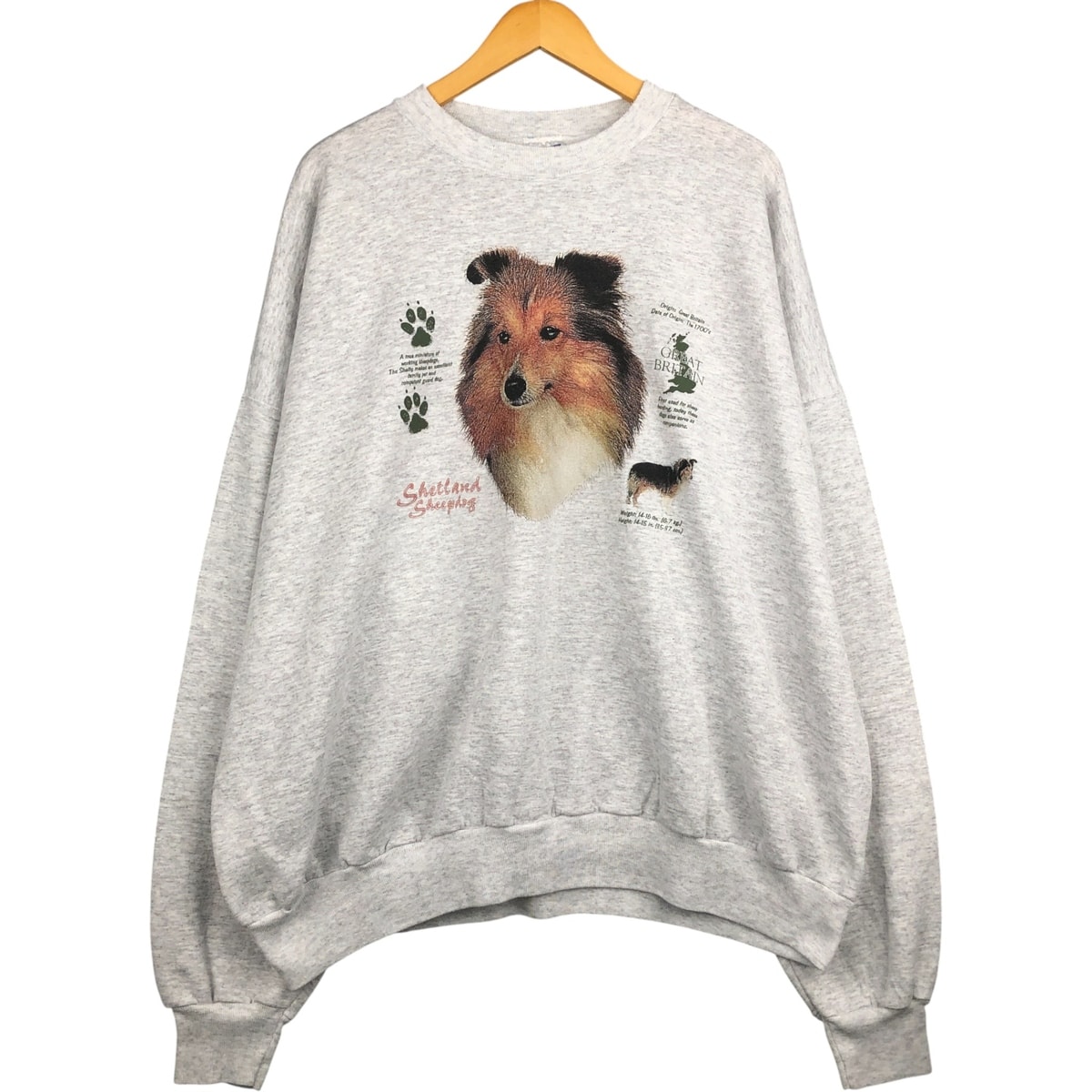 古着 ビッグサイズ 90年代 ヘインズ Hanes SHETLAND SHEEPDOG シェットランドシープドッグ 犬柄 アニマル スウェットシャツ トレーナー メンズXXXL相当 ヴィンテージ/eaa591627