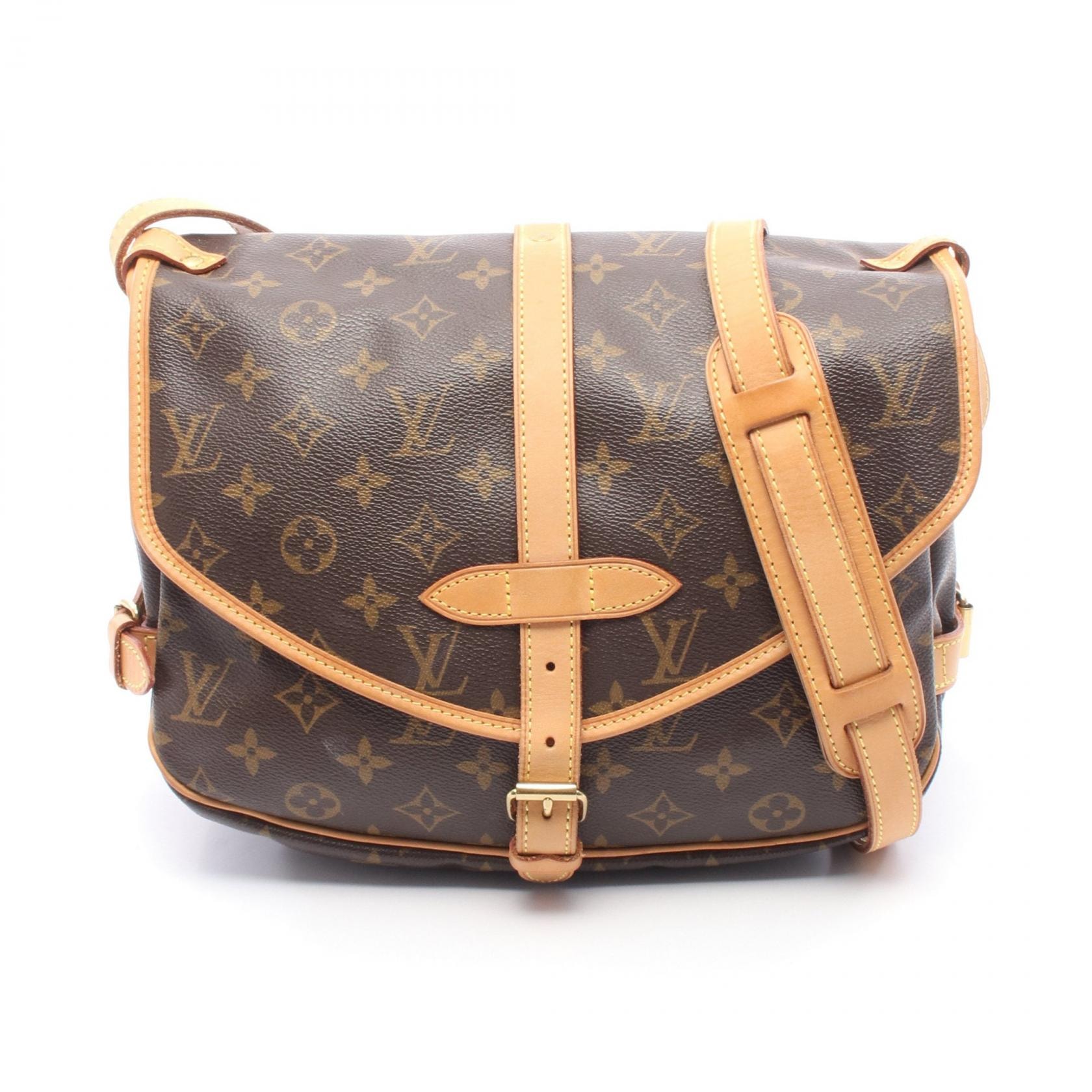 ルイ・ヴィトン LOUIS VUITTON ソミュール30 ショルダーバッグ バッグ PVCコーティングキャンバス レザー モノグラム レディース ブラウン系 M42256 【中古】