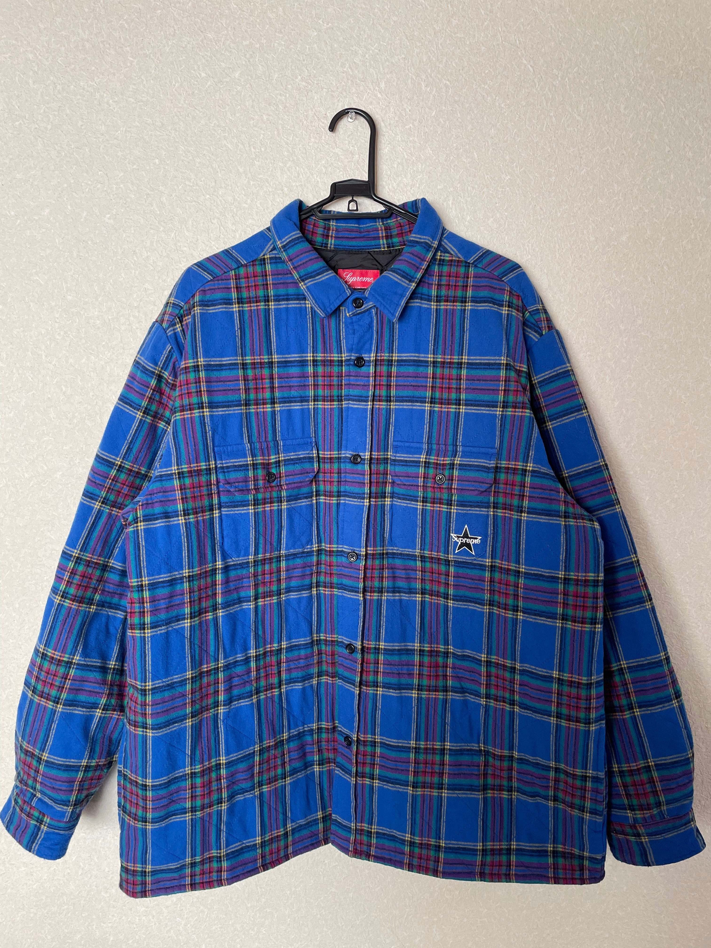 Supreme Quilted Plaid Flannel Shirt "Dusty Royal"