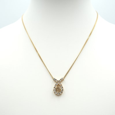 Christian Dior(クリスチャンディオール)CDロゴ ヴィンテージ ネックレス ラインストーン ゴールド レディース【中古】