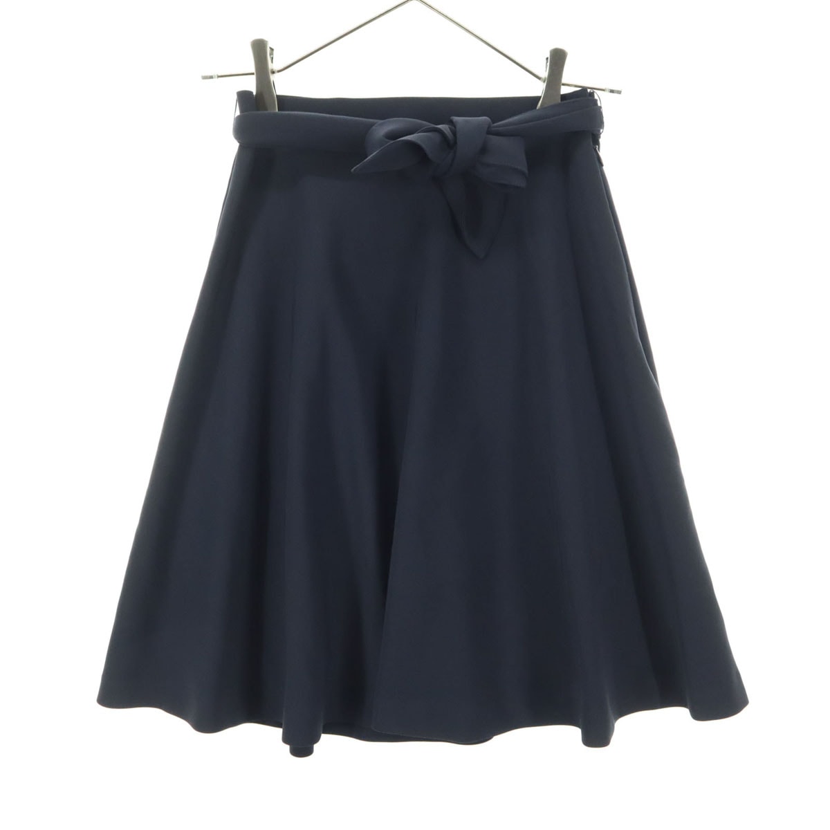 美品 courreges クレージュ ミディ丈 プリーツスカート 60cm ネイビー系