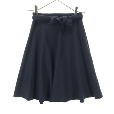 美品 courreges クレージュ ミディ丈 プリーツスカート 60cm ネイビー系