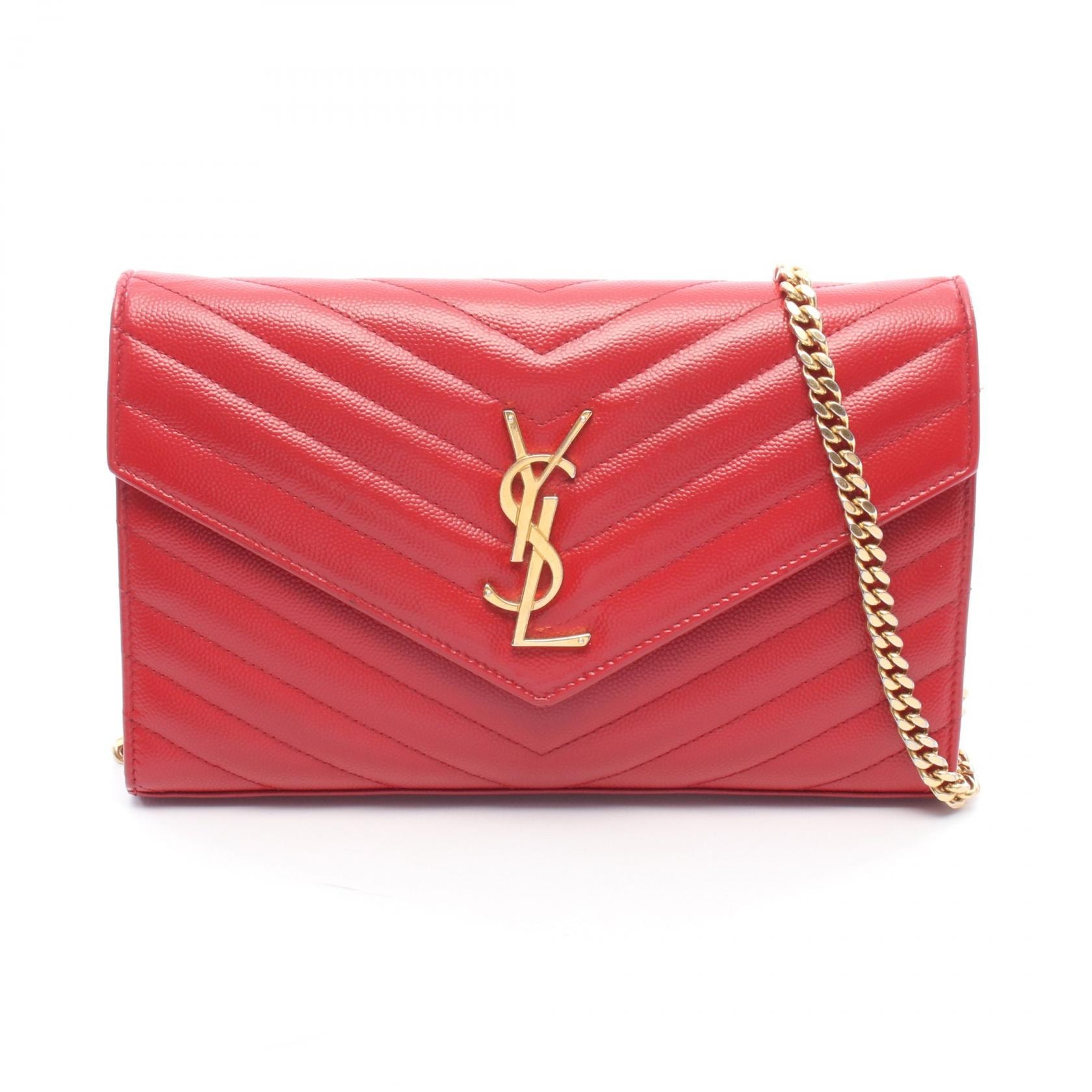 サンローランパリ SAINT LAURENT PARIS カサンドラ クラシック ショルダーバッグ バッグ レザー レディース レッド系 377828 【中古】