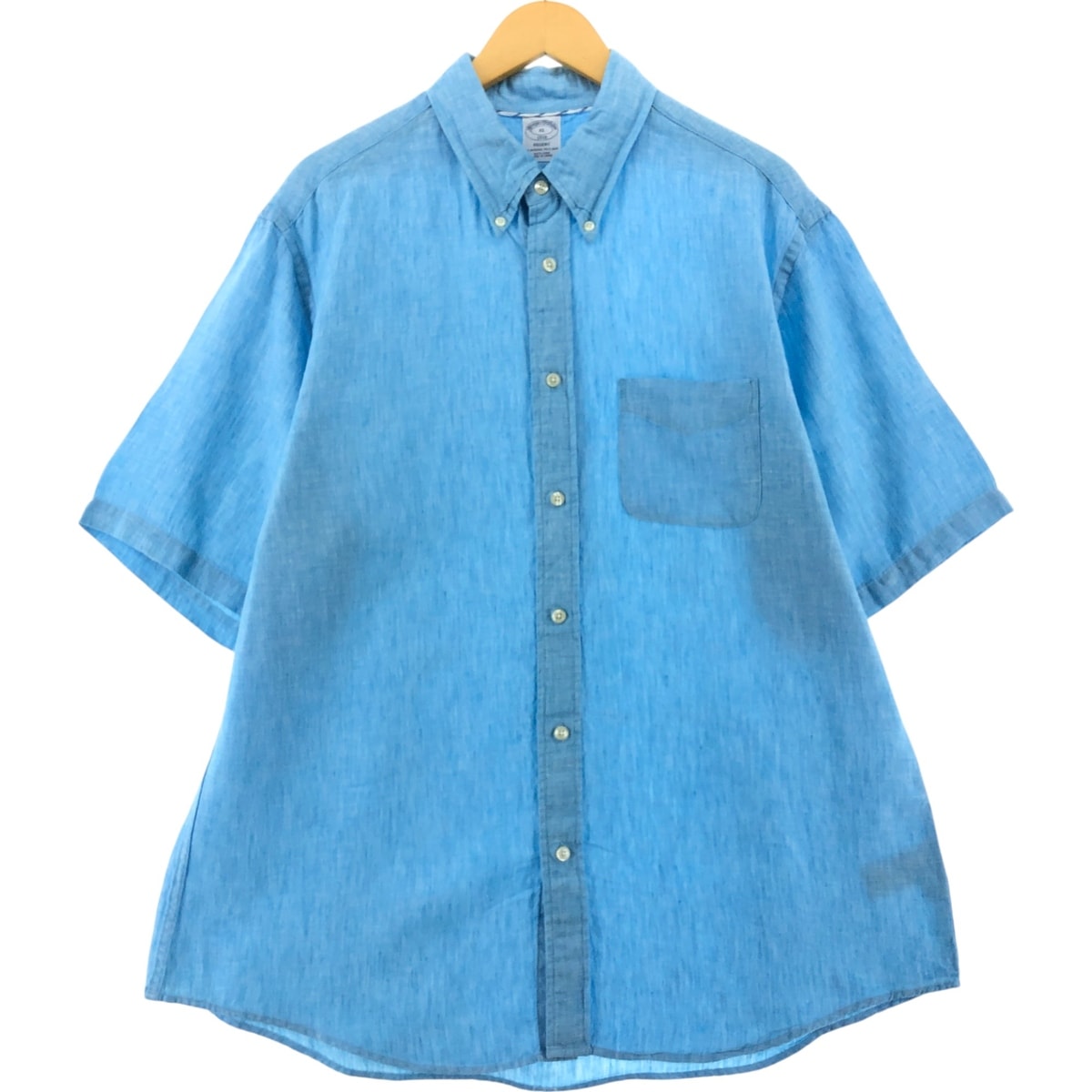 古着 ブルックスブラザーズ Brooks Brothers Est.1818 半袖 リネン ボタンダウンシャツ メンズXL相当/eaa534897