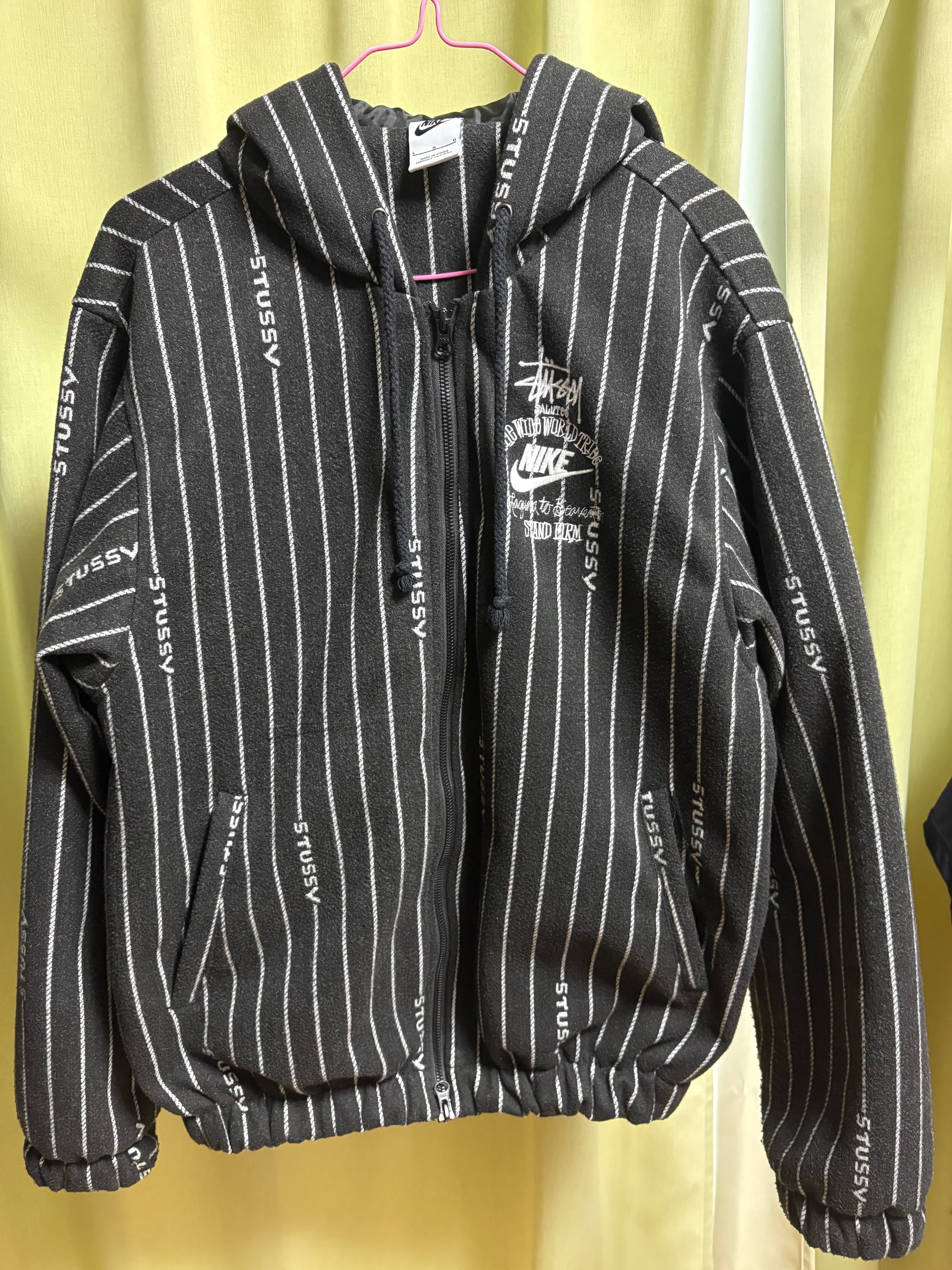 Stussy x Nike Striped Wool Jacket "Black"