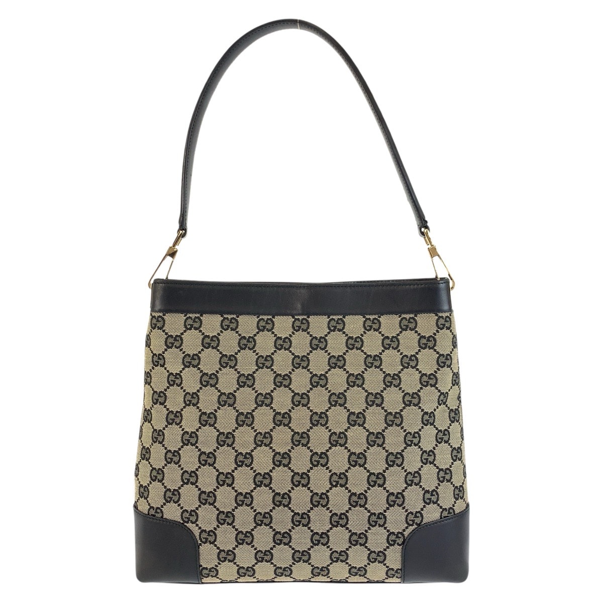 美品 GUCCI グッチ ブラック 黒 ゴールド金具 GGキャンバス レザー/ ショルダーバッグ 602373 【中古】