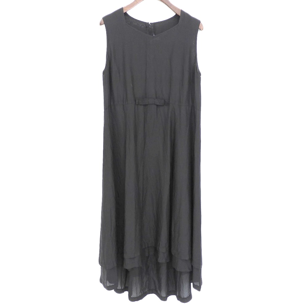 コムデギャルソン シルク ノースリーブ リボン ワンピース レディース ブラック XS RN-O005 XS