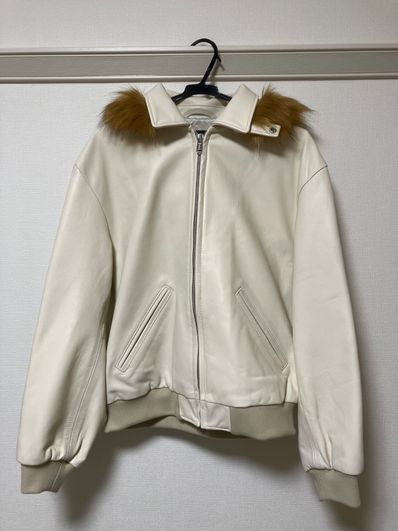 Supreme Schott Hooded Leather Bomber Jacket "Stone"