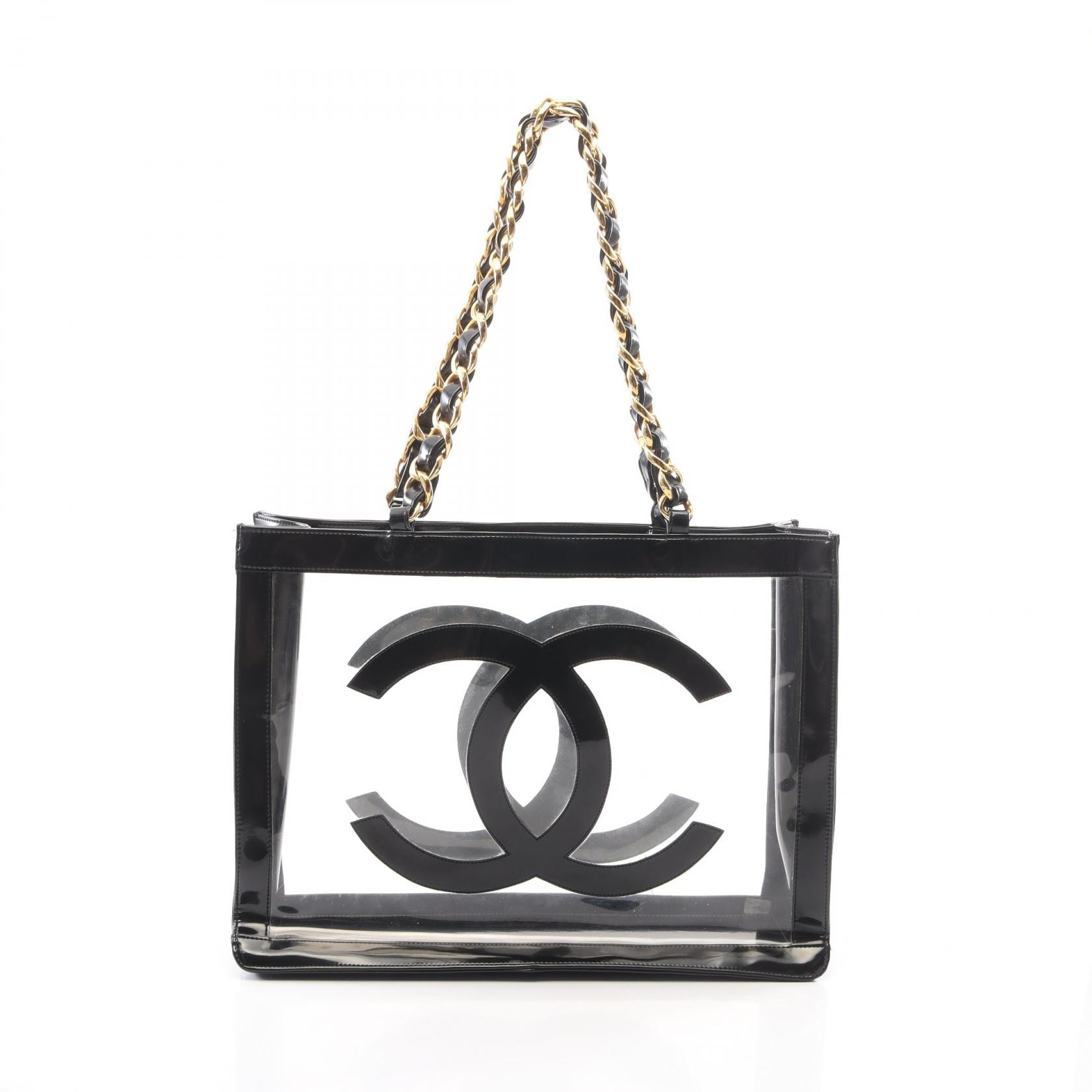 シャネル CHANEL ココマーク トートバッグ バッグ ビニール パテントレザー レディース ブラック系 / クリア系 【中古】