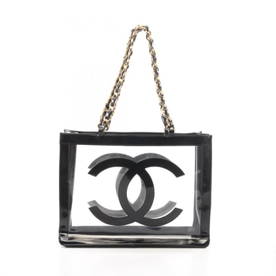 シャネル CHANEL ココマーク トートバッグ バッグ ビニール パテントレザー レディース ブラック系 / クリア系 【中古】