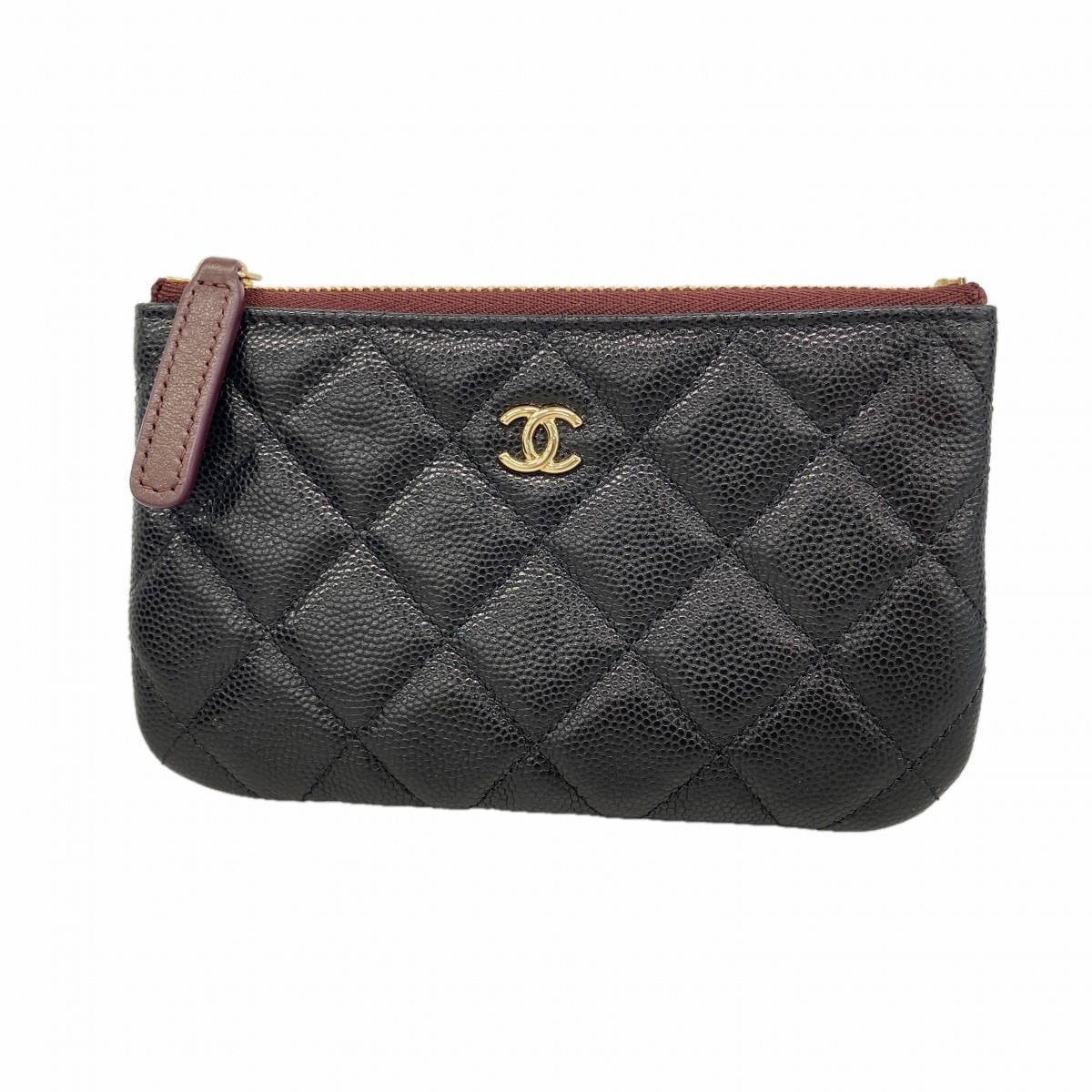 ★最終価格★SALE【6fc3339-k】シャネル コインケース マトラッセ キャビアスキン ブラック ゴールド金具【中古】レディース