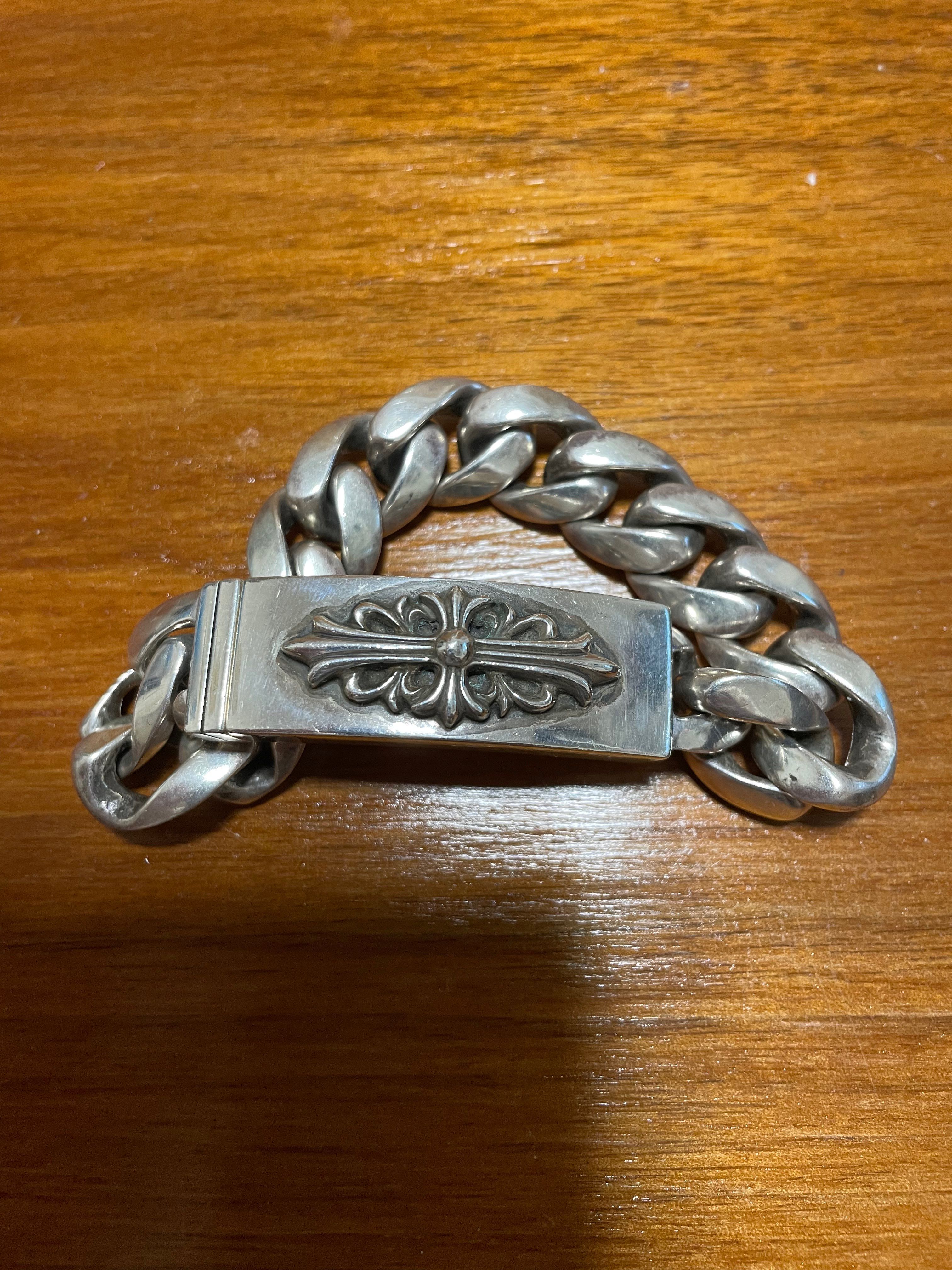 Chrome Hearts ID Bracelet W / Floral Cross W / Classic Link "Silver"