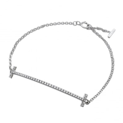 【6jdb0408-47】ティファニー ブレスレット Tスマイル K18WG ホワイトゴールド ダイヤモンド【中古】レディース