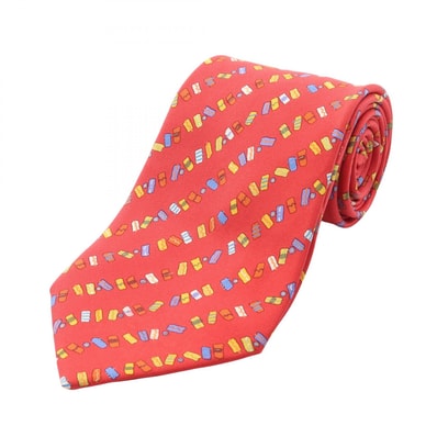 エルメス HERMES 総柄 ネクタイ 衣料品 シルク シルク メンズ レッド系 / マルチカラー 【中古】
