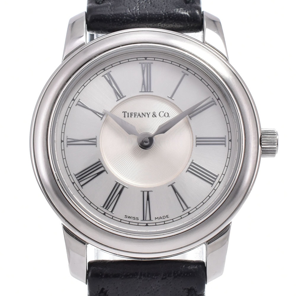 ティファニー TIFFANY&Co. マーク SS/レザー シルバー クォーツ レディース 美品 腕時計 D#149780