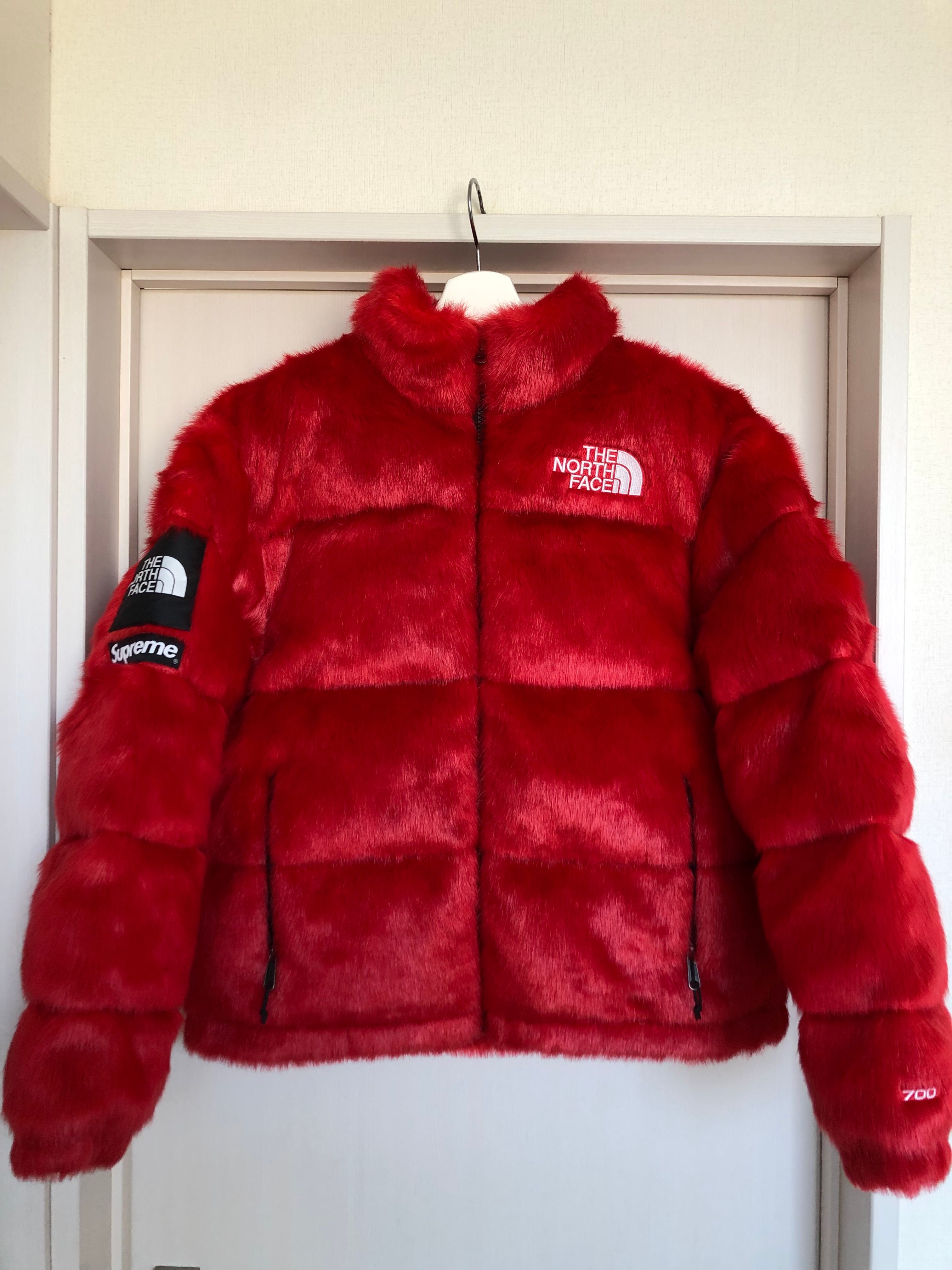 Supreme x The North Face Faux Fur Nuptse Jacket "Red"